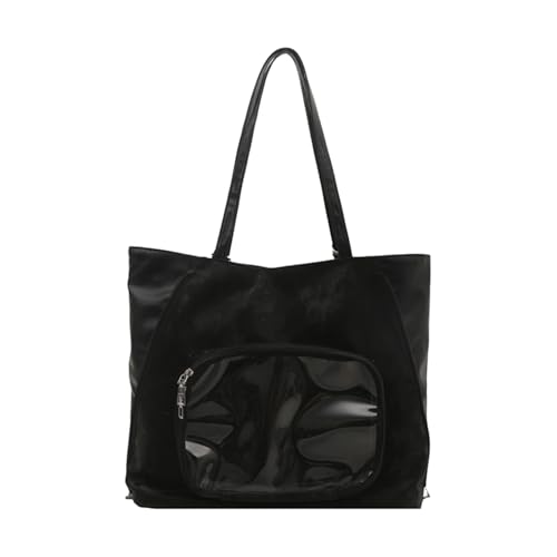 Handtasche im japanischen Stil, Cartoon-Patchwork, Schultertasche mit viel Platz für wichtige Aufbewahrung, Outdoor-Aktivitäten, Einkaufstasche, Schwarz , One Size von Dasbsug