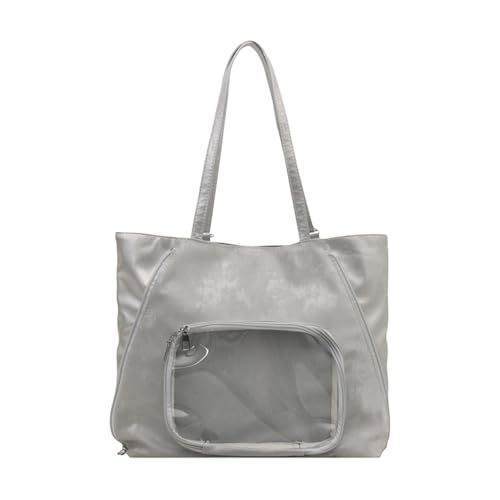 Handtasche im japanischen Stil, Cartoon-Patchwork, Schultertasche mit viel Platz für wichtige Aufbewahrung, Outdoor-Aktivitäten, Einkaufstasche, silber, One Size von Dasbsug