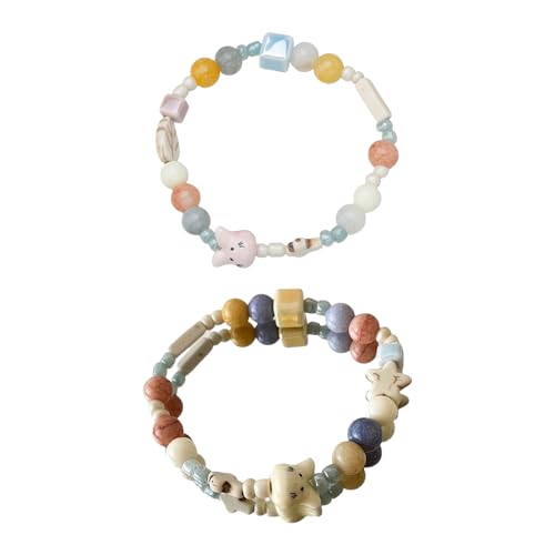 Hasen-Anhänger mit Keramikperlen, für beste Freundin, handgefertigt, Handgelenk-Zubehör, trendiger Mädchen-Schmuck, bunte Perlen, 2 Stück von Dasbsug