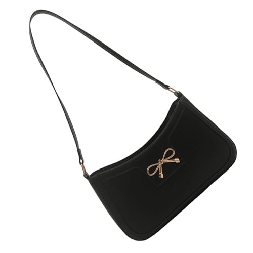Herbst Winter Umhängetasche für Damen Top Griff Handtasche Mode Unterarm Einfache Achsel Einkaufen Trendy Geldbörse Frauen Schöne Schleifen Achsel Trendy Handtasche Herbst Winter Schulter, Schwarz von Dasbsug