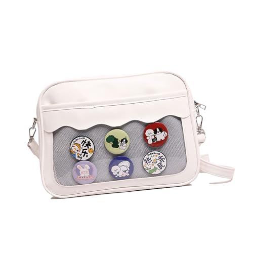 Itabag Ästhetische Umhängetasche aus PU-Leder, für Schüler, Schule, japanischer Stil, Schulter für Pin-Display, transparent, Itabag PU-Schultertasche, Umhängetasche, Schule, für Anstecknadel-Display von Dasbsug