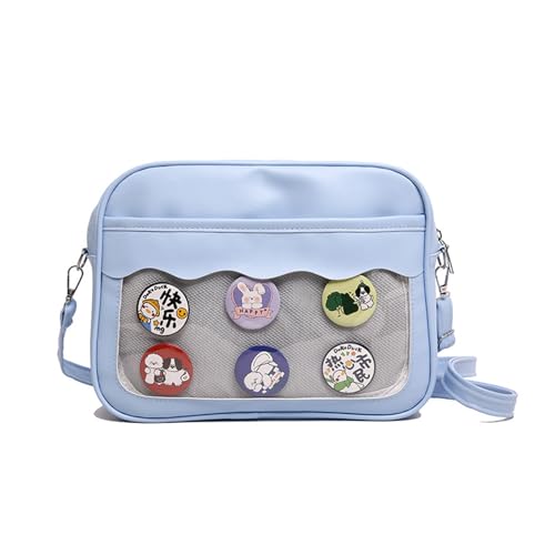 Itabag Ästhetische Umhängetasche aus PU-Leder, für Schüler, Schule, japanischer Stil, Schulter für Pin-Display, transparent, Itabag PU-Schultertasche, Umhängetasche, Schule, für Anstecknadel-Display von Dasbsug