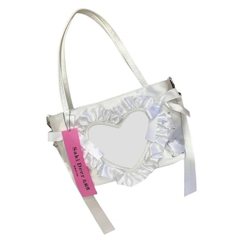 Itabag Damentasche im japanischen Stil, Umhängetasche, für Studenten, Schule, süße Schleifen, Schulter für Pin-Display, japanische Stile, Itabag, schöne Schulterschleifen, Crossbody, Achselhöhle, weiß von Dasbsug