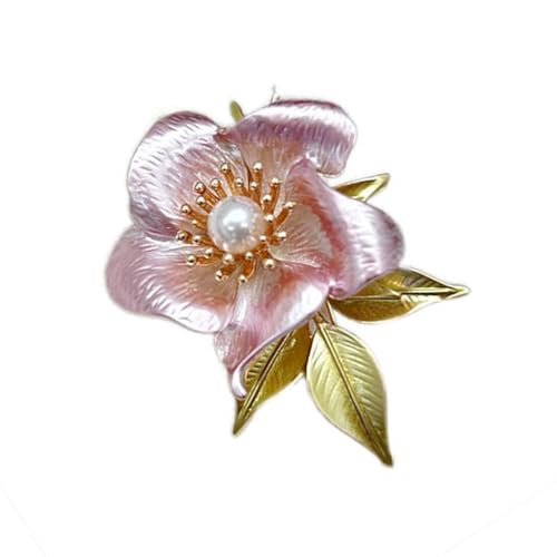 Kamelien-Blumen-Brosche mit eleganten Kunstperlen, handgefertigter Blumen-Anstecknadel, Schmuck für Partys, Hochzeiten und Bankette, Abendgarderobe, Einheitsgröße, Wie beschrieben von Dasbsug