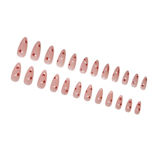 Künstliche Fingernägel, Mandelform, zum Aufdrücken, Acryl, volle Abdeckung, zum Aufkleben, für Damen, 24 Stück von Dasbsug