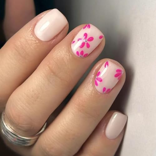 Künstliche Fingernägel, quadratisch, Blume, zum Aufkleben, zum Aufdrücken, für Damen und Mädchen, Design für künstliche Nägel von Dasbsug
