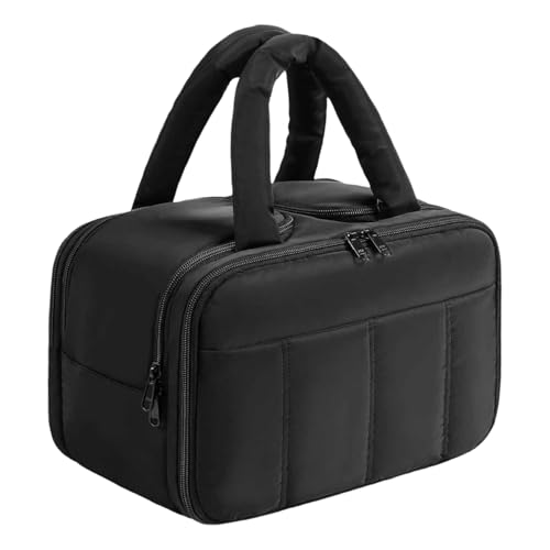 Kulturbeutel für Damen, große Kapazität, Make-up-Tasche, geräumige Kosmetiktasche mit Griff für effiziente Organisation, Make-up-Tasche für Damen, Schwarz , Mass Beauty von Dasbsug