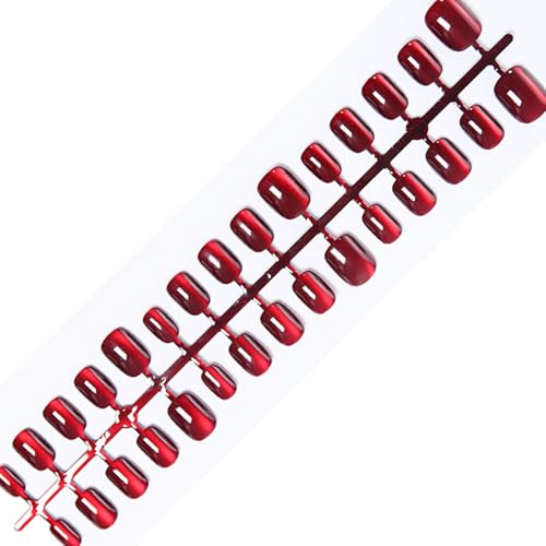 Kunstnägel zum Aufdrücken mit Katzenaugen, glänzend, Acryl, vollständige Abdeckung, zum Aufkleben, für Frauen und Mädchen, Weinrot von Dasbsug