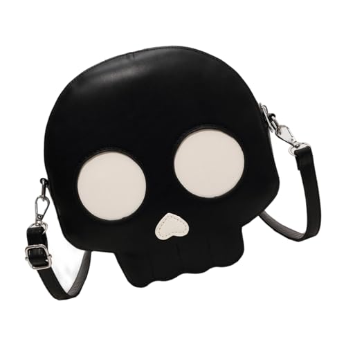 Leder-Umhängetasche, Crossbody-Tasche für Damen, modische Crossbody-Tasche mit verstellbarem Riemen, Totenkopf-Umhängetasche, Handtasche, Schwarz , One Size von Dasbsug
