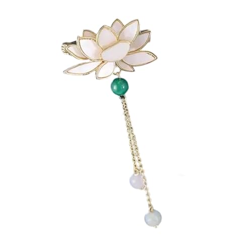 Lotus-Brosche mit Kristallen, nahtlos, bequem, formell oder leger, dekorativer Schmuck, fließende Lotus-Brosche, Einheitsgröße, Wie beschrieben von Dasbsug