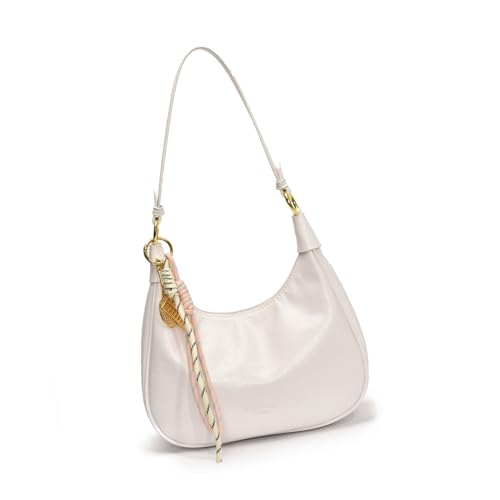 Luxuriöse PU-Umhängetasche, modische Taschen, lässige Unterarm-Geldbörse mit Seil-Anhänger, zum Einkaufen und Verabredungen, Studententasche, weiß, One Size von Dasbsug