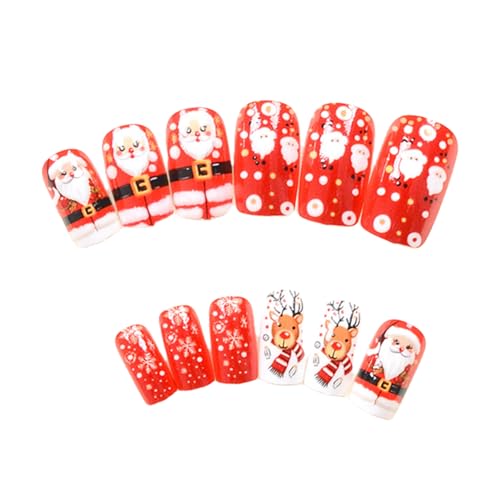 Mediums Square Künstliche Nägel Weihnachten Press On Santa Acryl Schneeflocke Full Covers Stick On Christmas Press On Santa False Elch Full Cover Stick On von Dasbsug