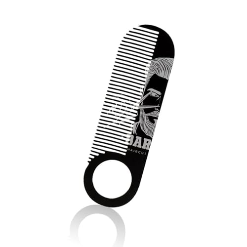 Mehrzweck-Bartkamm aus Edelstahl, kompakter und ergonomischer Schnurrbartkamm für den täglichen Gebrauch und Ausbesserung, Metall-Schlüsselanhänger-Kamm für Herren von Dasbsug