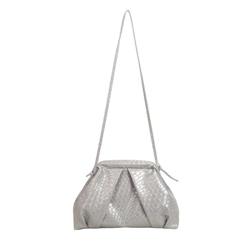Moderne geflochtene Umhängetasche, verschiedene Tragemöglichkeiten, geräumige Innenseite, Crossbody-Tasche, modernes Damenmodeaccessoire, elegant, gewebte Crossbody-Tasche, silber, One Size von Dasbsug