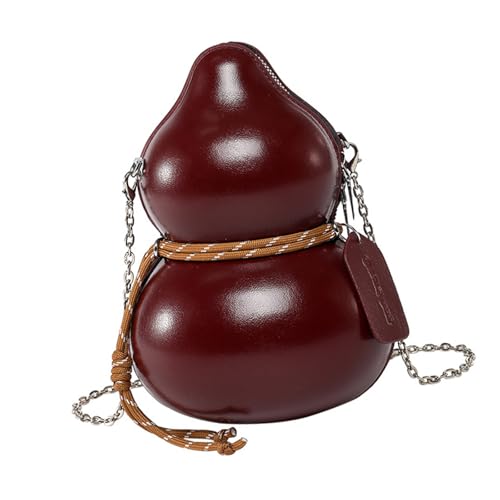 Modische Umhängetasche im Kürbis-Stil, PU-Leder, Schultertasche mit Kettenriemen für mehr Charme zu jedem Outfit, einzigartige Umhängetasche in Kürbisform, a, One Size von Dasbsug