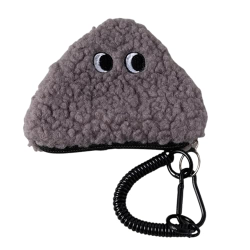 Modischer Onigiri-Design-Münzhalter, Plüsch-Aufbewahrungstasche, Reißverschlüsse, Beutel mit Umhängeband, für Liebhaber japanischer Stile, weicher Stoff, grau, Mass Beauty von Dasbsug