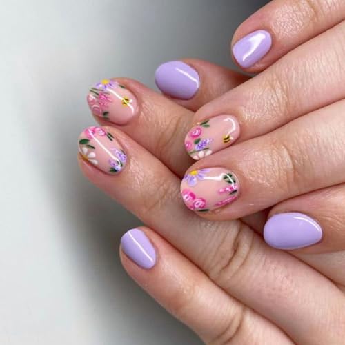 Nägel zum Aufdrücken, Mandelkleber auf französischen künstlichen Designs, künstliche Geschenke für Frauen und Mädchen, Acrylkleber auf Nägeln für Frauen, transparent, 24 Stück von Dasbsug