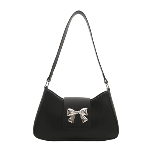 PU-Leder-Handtasche mit Schleifen-Designs, Schultertasche zur Verschönerung Ihrer Outfits für Dates, Einkaufen oder Freizeitausflüge, PU-Leder-Geldbörse, Schwarz , One Size von Dasbsug