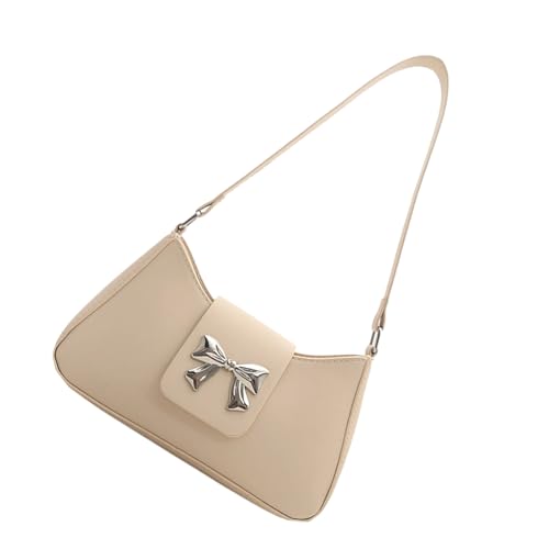 PU-Leder-Handtasche mit Schleifen-Designs, Schultertasche zur Verschönerung Ihrer Outfits für Dates, Einkaufen oder Freizeitausflüge, PU-Leder-Geldbörse, weiß, One Size von Dasbsug