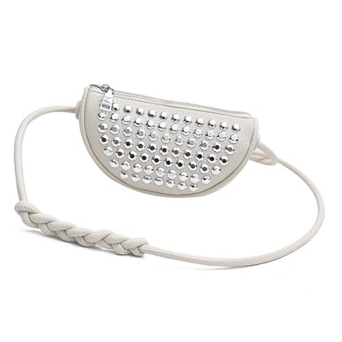 Punk Styles Damen Schultertaschen Nieten Kleine Crossbody Tasche Reise Handtaschen Party Satchel Für Verschiedene Anlässe Damen Unterarmtasche, Bee White, One Size von Dasbsug
