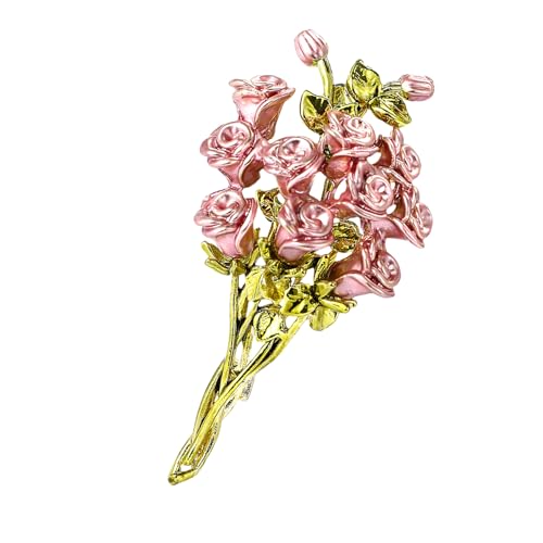 Stabile Rosen-Brosche aus Legierung, elegantes Rosen-Design, Brosche, Anstecknadel, Verzierung, geeignet für Geschäftstreffen, Geschäftstreffen, Zubehör, Einheitsgröße, Wie beschrieben von Dasbsug