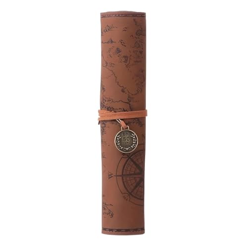 Stift- und Pinseletui aus Leder im Retro-Stil mit mehreren Fächern für Reisen, Studenten, Stiftebehälter aus Leder, Frosted Dark Coffee von Dasbsug