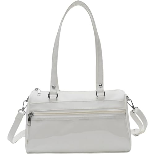 Stilvolle Leder-Schultertasche für Damen, Umhängetasche, lässige Umhängetasche, Unterarmtaschen für Büro, Schule und Ausflüge, schwarz, modische Geldbörse, weiß, One Size von Dasbsug