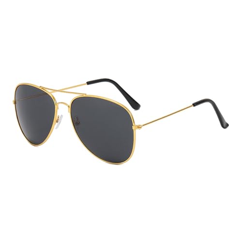 Stilvolle Unisex-Sonnenbrille, UV400-Linse, leichter Metallrahmen, für Fahren, Reisen und den täglichen Gebrauch im Freien, modische Sonnenbrille, Goldener Rahmen, graues Stück von Dasbsug