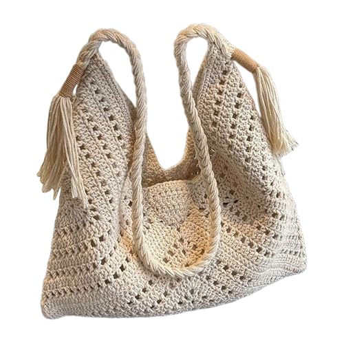 Stilvolle geflochtene Schultertasche, atmungsaktiv, geräumige Unterarmtasche, lässiges Büro-Outfit, unverzichtbares Accessoire, gewebte Baumwolle, a, One Size von Dasbsug