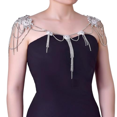 Trägerlose Strass-Quasten, Körperkette, Brautschmuck, Hochzeit, Schulterschmuck für Frauen, elegant, verstellbar, Party-Accessoire, vielseitige Körperkette für Abendveranstaltungen, Einheitsgröße, Wie von Dasbsug