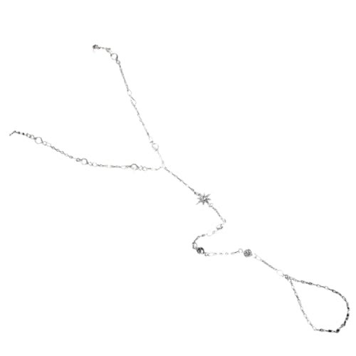 Trendiger Sechs-Punkt-Stern-Handschmuck, zarter Finger mit eleganten Kristallen, bequemes Accessoire für den täglichen Gebrauch, Damen-Handschmuck, Einheitsgröße, Wie beschrieben von Dasbsug