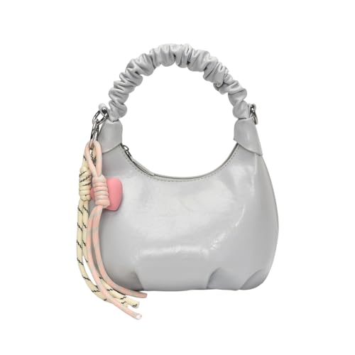 Umhängetasche aus strukturiertem PU-Leder mit abnehmbarem Charm, geräumige Fächer für den täglichen Gebrauch, modische Umhängetasche für Damen, blau, One Size von Dasbsug