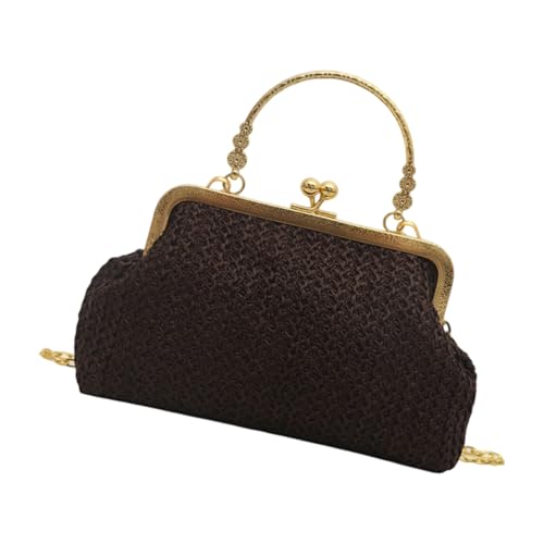 Umhängetasche für Damen, Crossbody-Tasche mit abnehmbarer Kette, gewebte Clutches, Toted Handtaschen, Geldbörsen mit Kussverschluss, Crossbody-Tasche für Damen, Kaffeebraun, One Size Umhängetasche für Damen, Crossbody-Tasche mit abnehmbarer Kette, gewebte Clutches, Toted Handtaschen, Geldbörsen mit Kussverschluss, Crossbody-Tasche für Damen, Kaffeebraun, One Size von Dasbsug