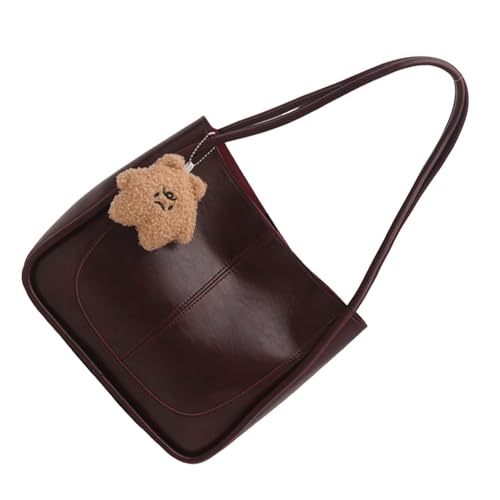 Umhängetasche für Damen, PU-Leder, Unterarmtaschen, große Handtasche mit Retro-Appeal und praktischen Designs für den täglichen Gebrauch, Retro-Handtasche, Kaffeebraun, One Size von Dasbsug