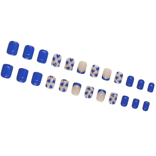 Valentine Press on Nails Stick On Artificial False Square Fake French Tips 12 Sizes For Women Valentine Press On Nail von Dasbsug
