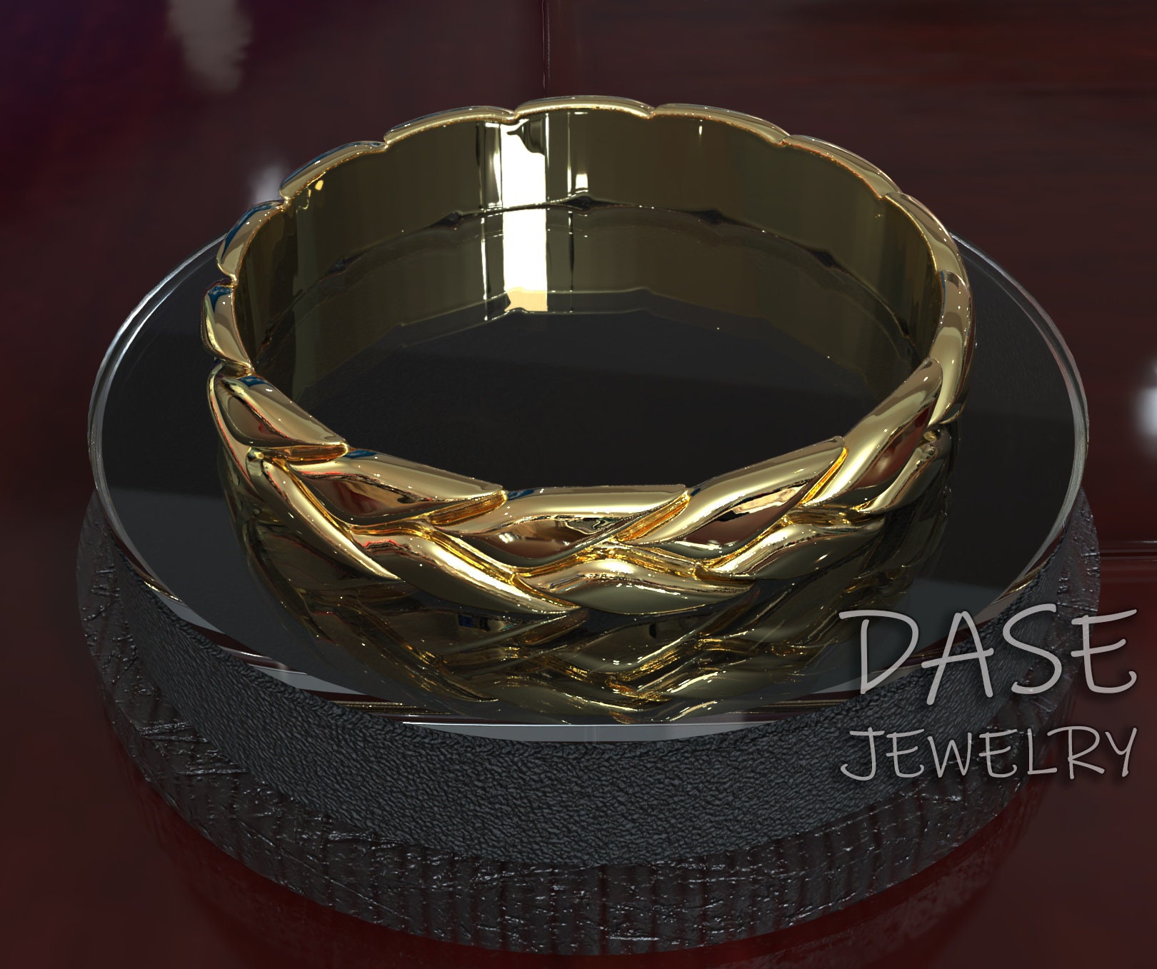 14K Gold Ehering Massiver Blätterring von DaseJewelry