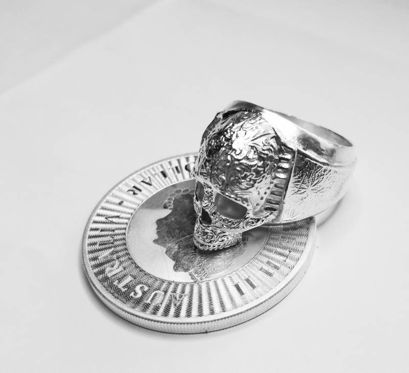 40G Schwerer Massiver 925 Sterling Silber Totenkopf Ring Echtes von DaseJewelry