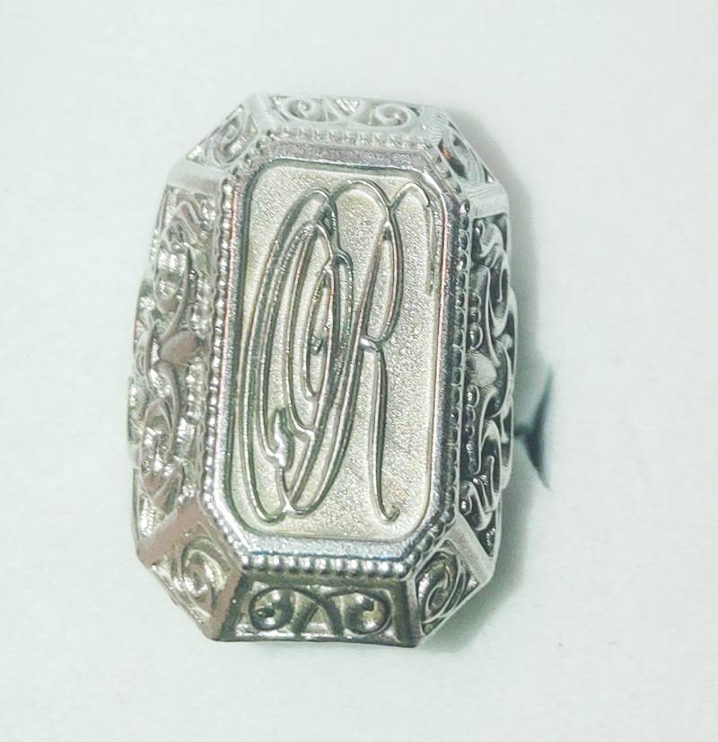 925 Silber Personalisierte Text Ring, Sterling Siegelring, Benutzerdefinierte Initial Siegel, Herren Silberring Buchstabe Wort von DaseJewelry