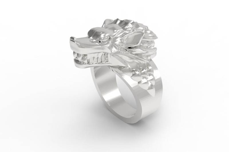 Massiver Schwerer Herren 925 Sterling Silber Direwolf Kopfring Echtes Wölfe Band Intelligenz Freiheit Symbol Charm von DaseJewelry