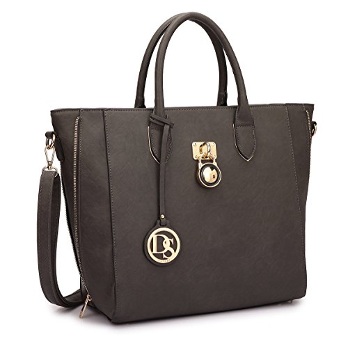 Dasein Tasche mit strukturierten Griffen mit Top-Griff, Handtasche, Umhängetasche mit Schultergurt für Frauen groß Grau von Dasein