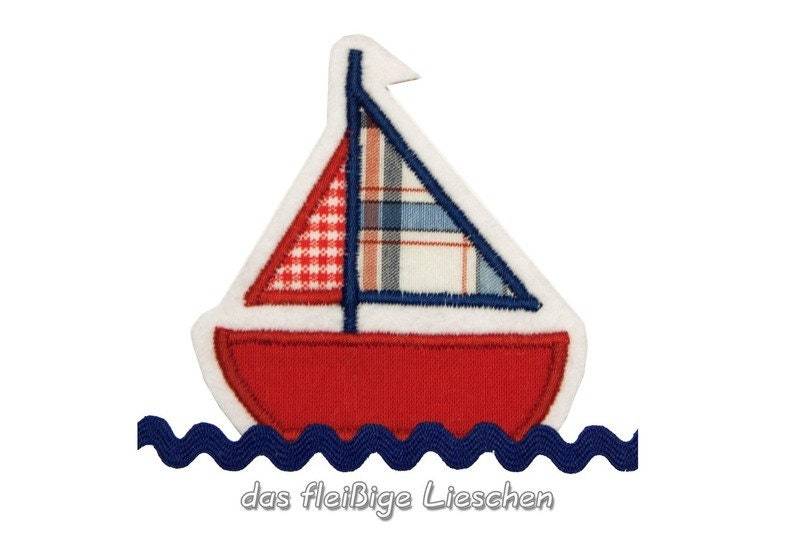 Applikation Segelboot Schiff Aufnäher Bügelbild von DasfleissigeLieschen