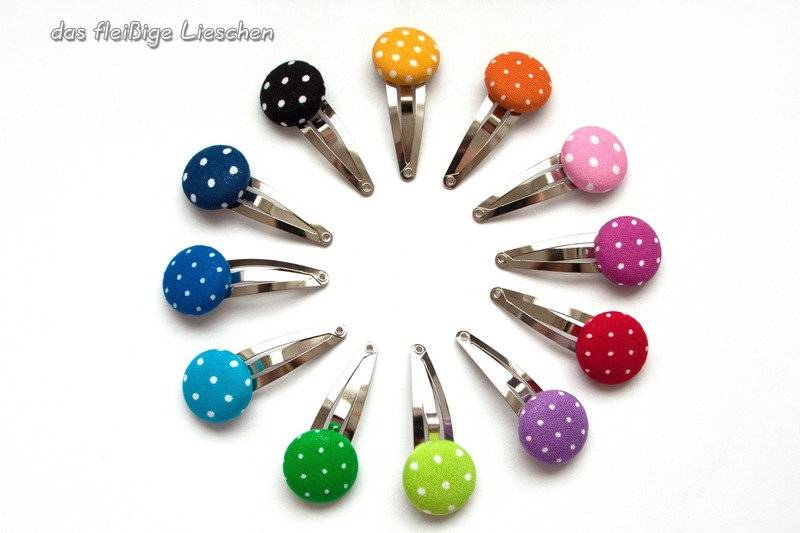 Kunterbunte Haarspangen Mit Stoffknopf Haarspange von DasfleissigeLieschen