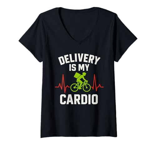 Damen Essenslieferant Gig Hustle Rider Courier Regentag T-Shirt mit V-Ausschnitt Damen Essenslieferant Gig Hustle Rider Courier Regentag T-Shirt mit V-Ausschnitt von Dasher Life Funny Delivery Guy Urban Crew Gift
