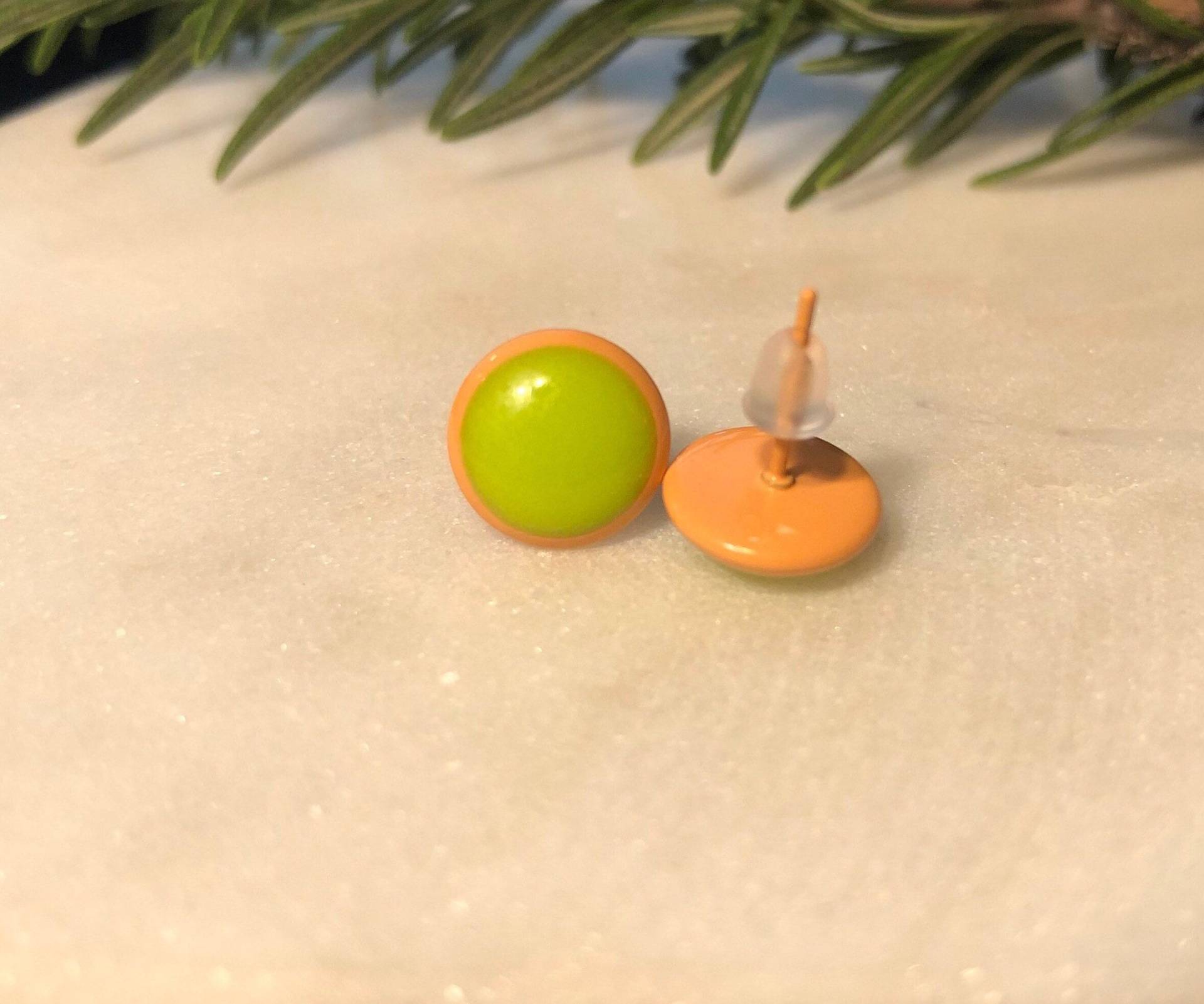 Gelbe Ohrringe - Runde Ohrstecker Hellorange Schmuck Einfache Gelbe Ohrringe - Runde Ohrstecker Hellorange Schmuck Einfache von DashesDesign