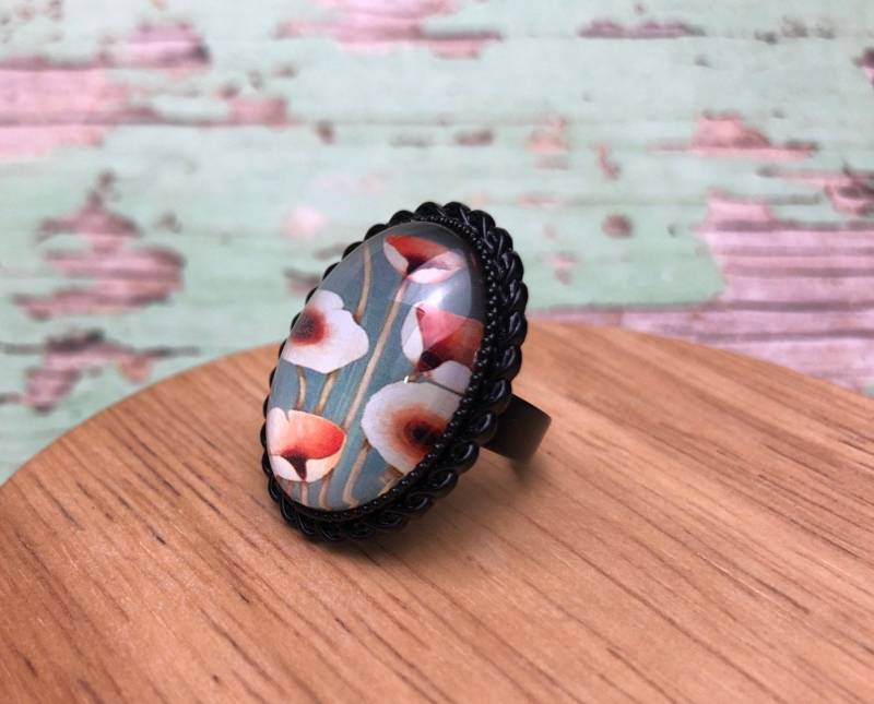 Großer Floraler Verstellbarer Statement Ring von DashesDesign