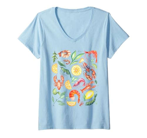 Damen Lobsters and Lemons Meeresfrüchte Feinschmecker Liebhaber Krebse Fans T-Shirt mit V-Ausschnitt Damen Lobsters and Lemons Meeresfrüchte Feinschmecker Liebhaber Krebse Fans T-Shirt mit V-Ausschnitt von Dashin' Dogz