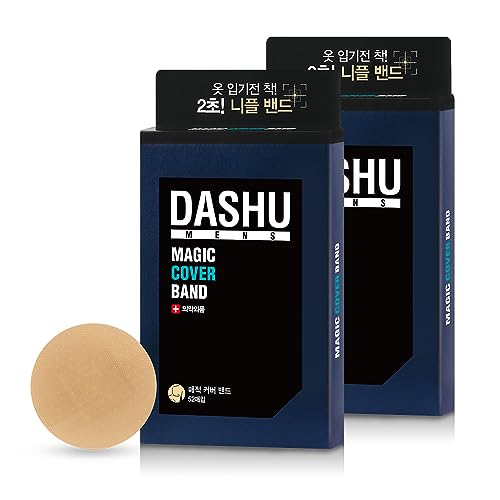 DASHU Magic Cover Band für Herren, 104 Stück (zwei Bündel) – hypoallergenes beigefarbenes Klebeband, Brustwarzenabdeckung, atmungsaktive Brustwarzenabdeckungen, hautfreundliche Brustwarzen-Patches für von Dashu