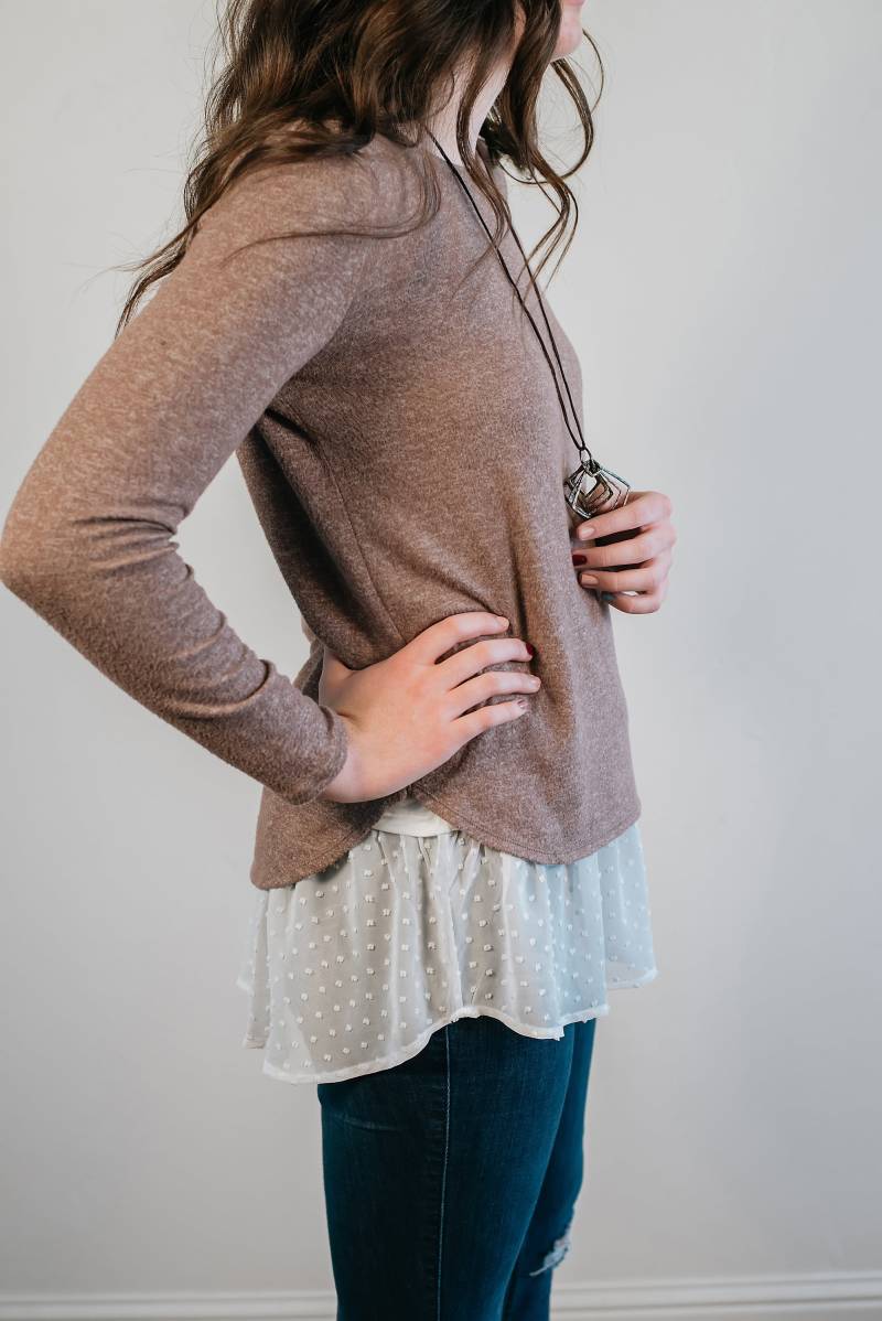 Tdc - Polka Dot Chiffon Rüschen Top-Extender Style Dc 4 Farben 6 Größen, S-4xl von DashwoodShop