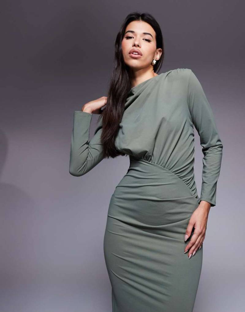 Daska - Gerafftes Maxikleid in Olivgrün von Daska