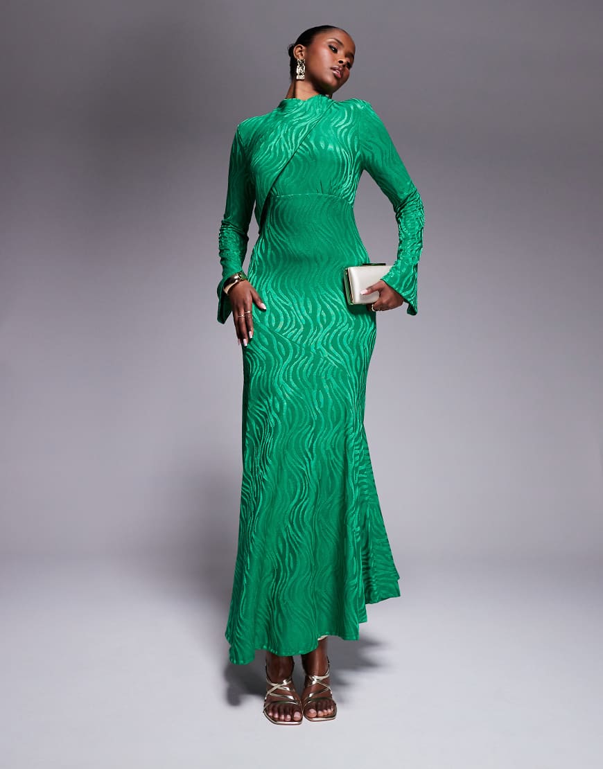 Daska - Hochgeschlossenes Maxikleid in leuchtendem Grün von Daska